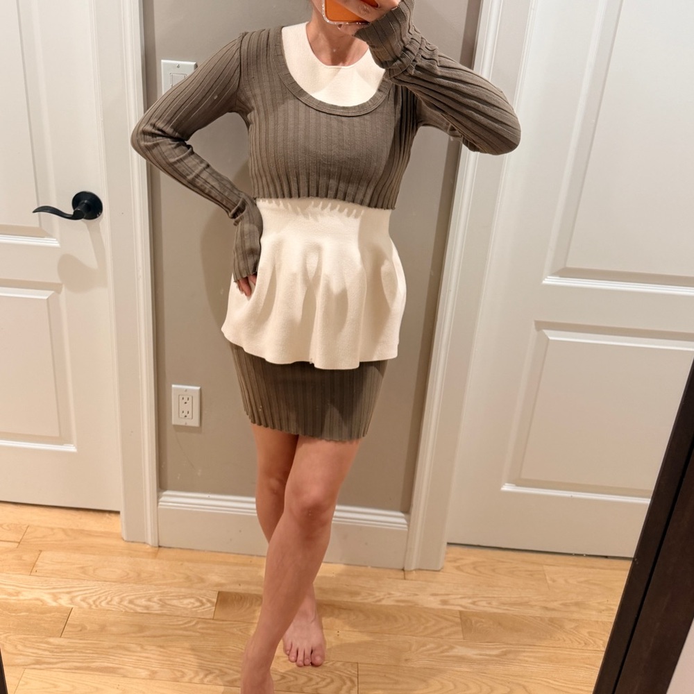 Cotton Citizen Taupe Ribbed Skirt Set